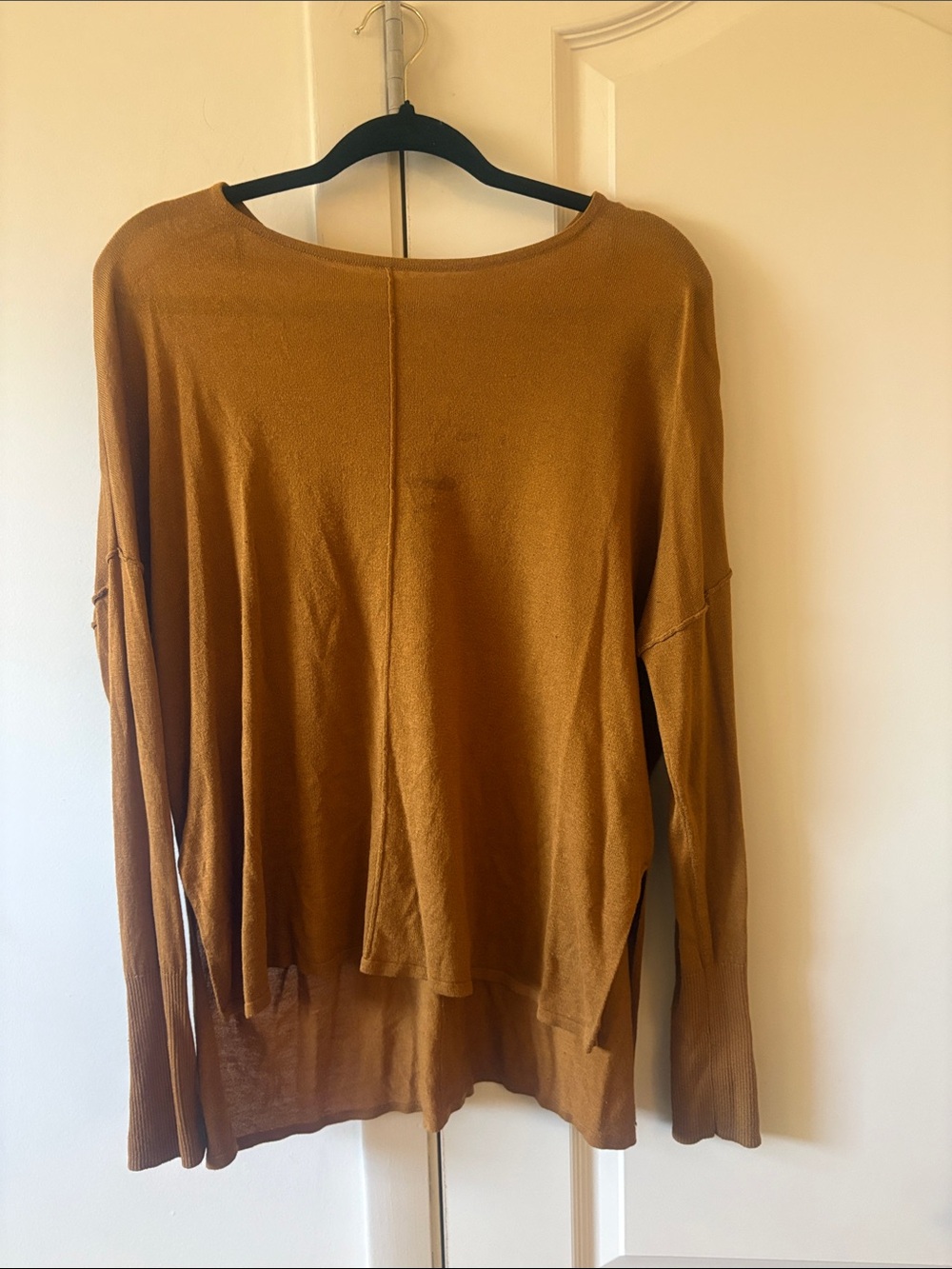 H&M Relaxed Long Sleeve Top in Mustard Brown